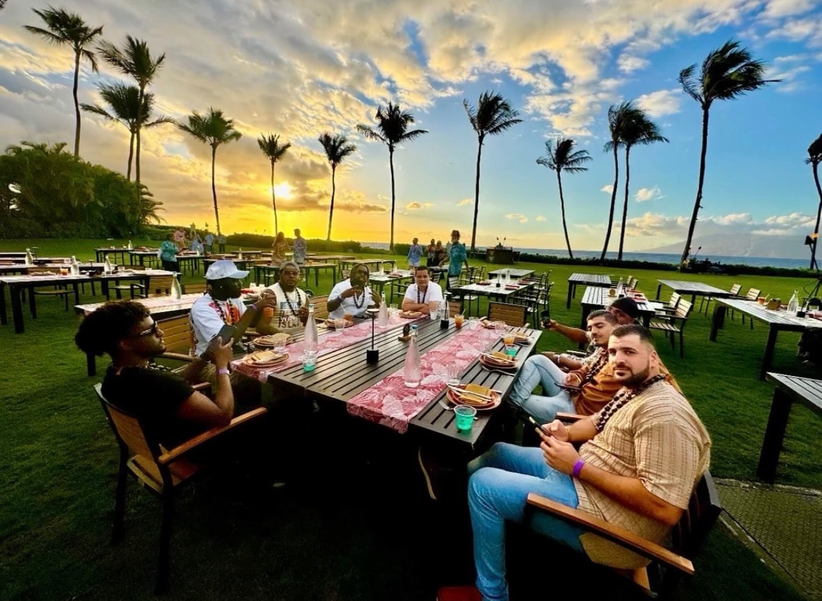 4B Marketing team at an outdoor dinner event